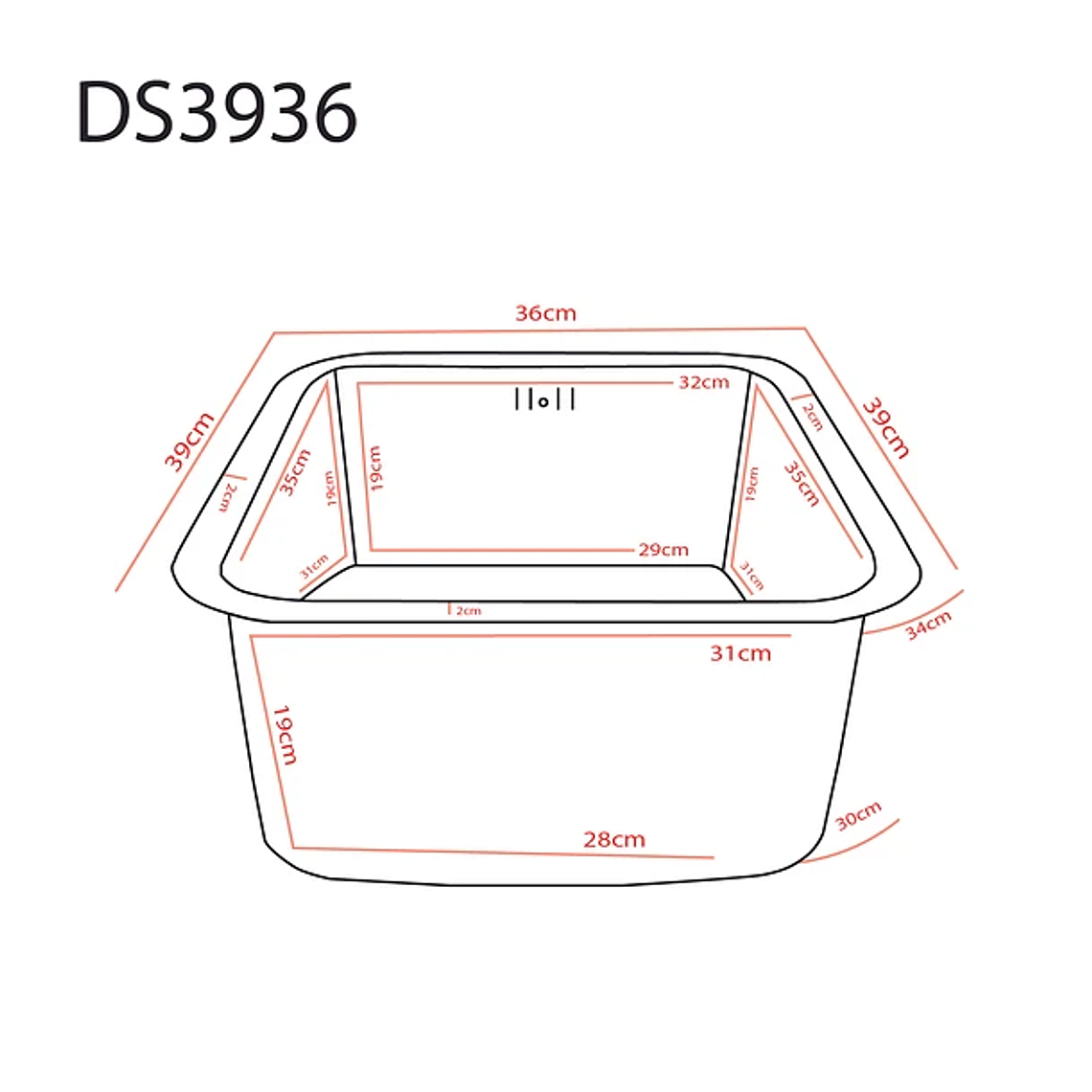 Lavaplatos Bajo Cubierta Domsa DS3936 39x36x20cm 4