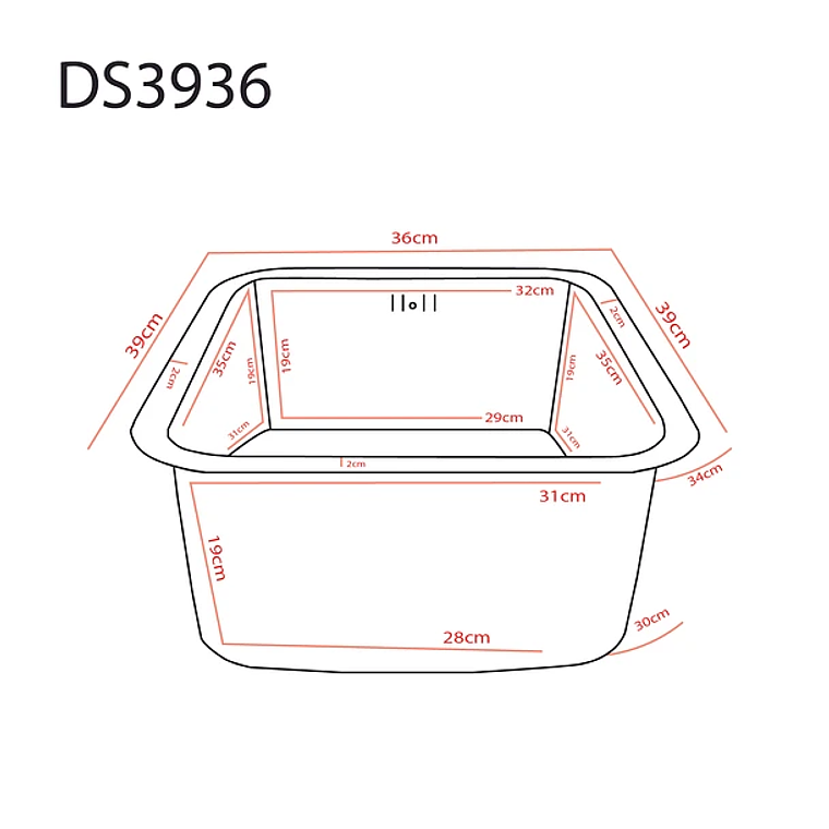 Lavaplatos Bajo Cubierta Domsa DS3936 39x36x20cm 4
