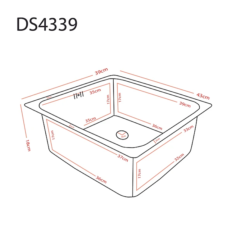 Lavaplatos Bajo Cubierta Domsa DS4339 43x39x20cm 4