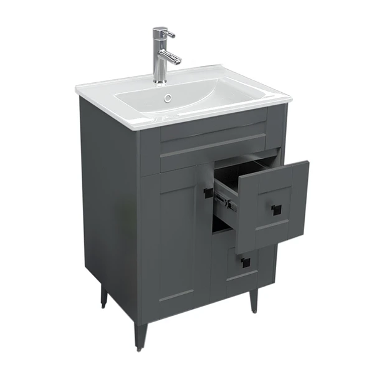 Kit Mueble Deluxe N60SK + Vanitorio Plano-60 Gris / 60x47x80cm 3