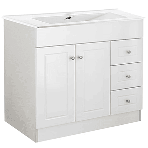 Kit Mueble B120PHD-B + Vanitorio Plano-120 Blanco Derecho / 120x80x47cm