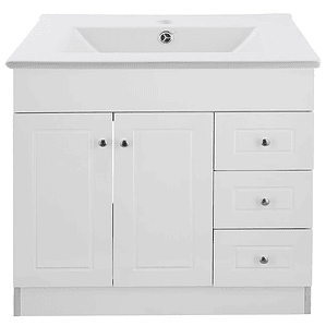 Kit Mueble B100PHD-B + Vanitorio Plano-100 Blanco Derecho / 100x80x47cm