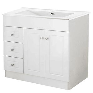 Kit Mueble B100PHI-B + Vanitorio Plano-100 Blanco Izquierdo / 100x80x47cm