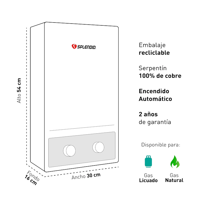 CALEFONT 8 LITROS GAS NATURAL TIRO NATURAL SPLENDID 4