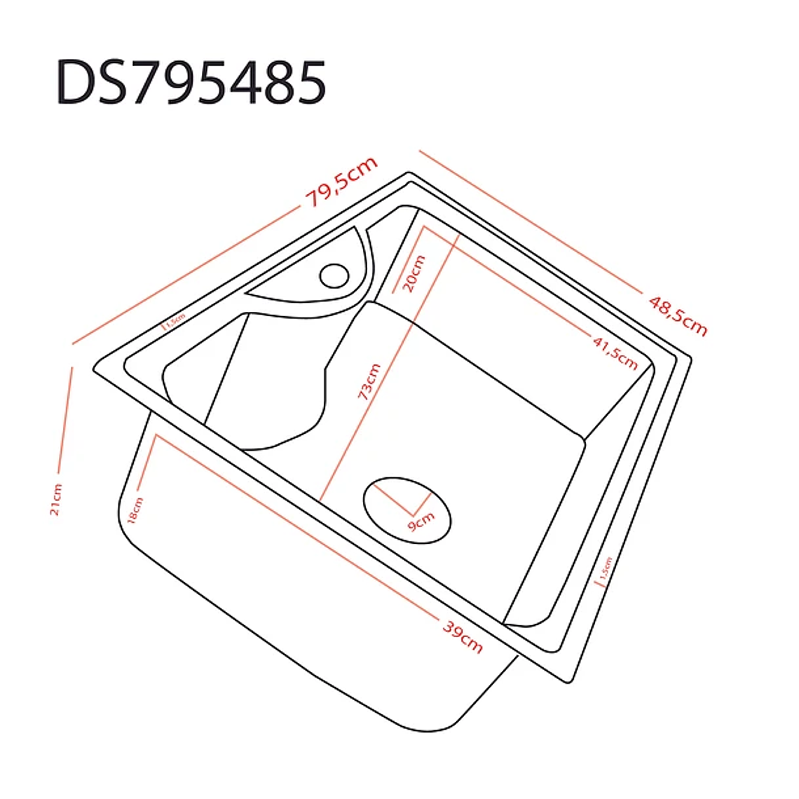 Lavaplatos Domsa Sobre Cubierta DS795485 (Incluye Desagüe ) / 80x50x23cm 4