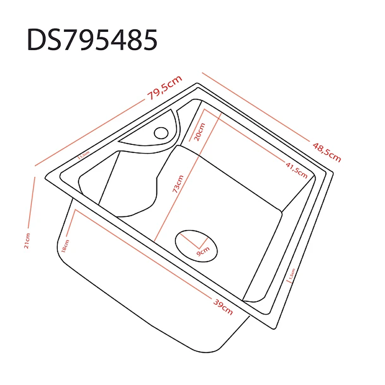 Lavaplatos Domsa Sobre Cubierta DS795485 (Incluye Desagüe ) / 80x50x23cm 4