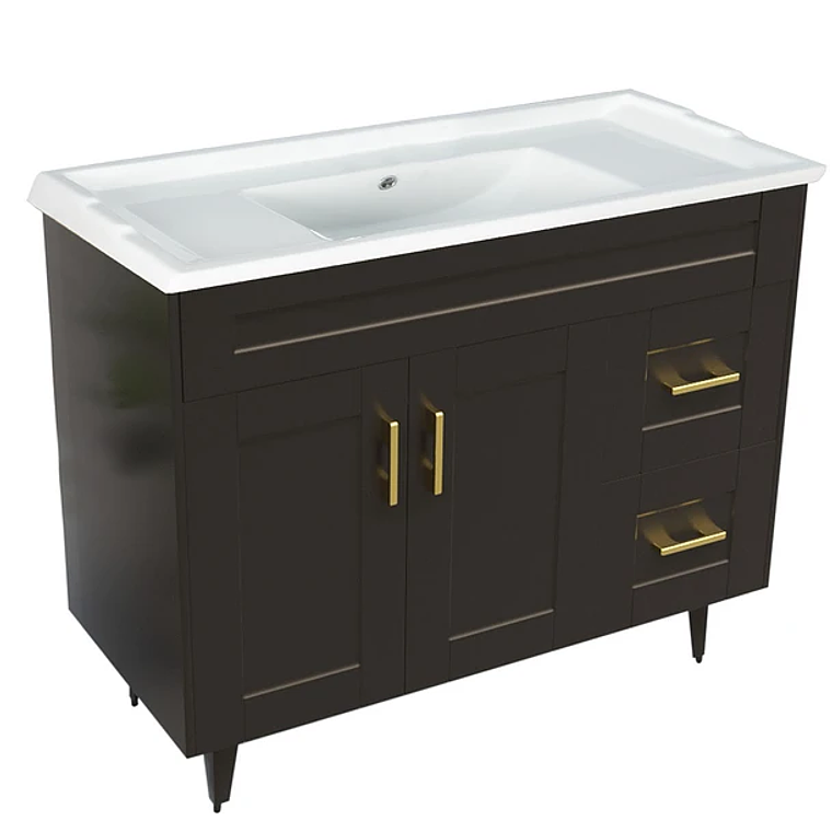 Kit Mueble Deluxe 100SK + Vanitorio F-100 Café Derecho / 100x80x47cm 3