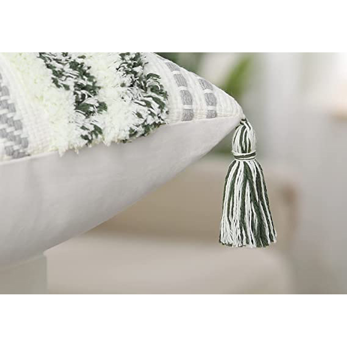 FUNDA DE COJIN  ESTILO BOHEMIO TEXTURIZADO 30 X 50 POLAR VERDE 2