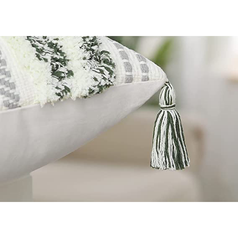 FUNDA DE COJIN  ESTILO BOHEMIO TEXTURIZADO 30 X 50 POLAR VERDE 2