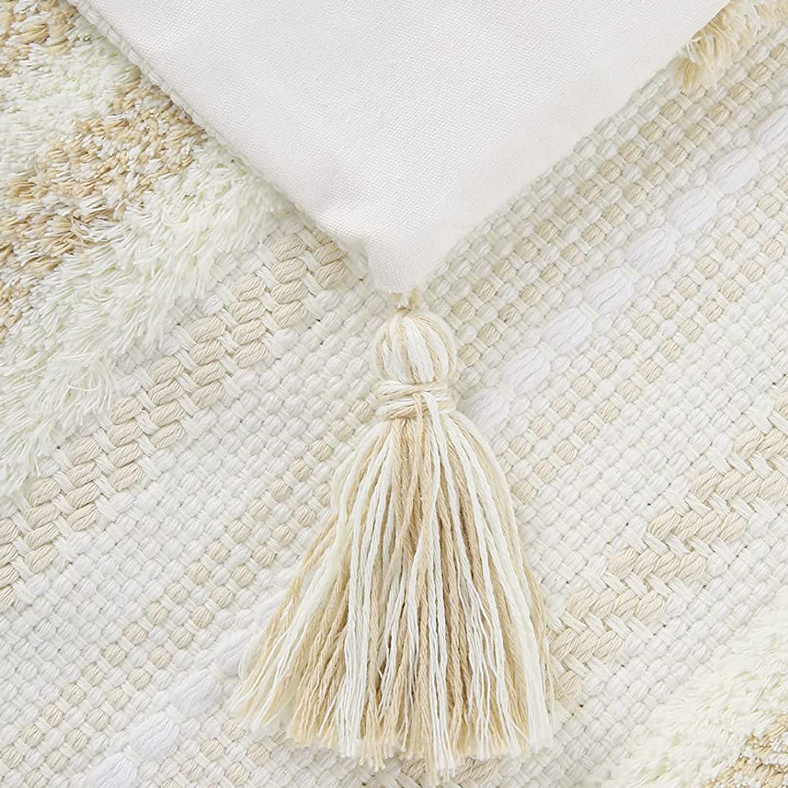 FUNDA DE COJIN  ESTILO BOHEMIO TEXTURIZADO 30 X 50 CAQUI 4