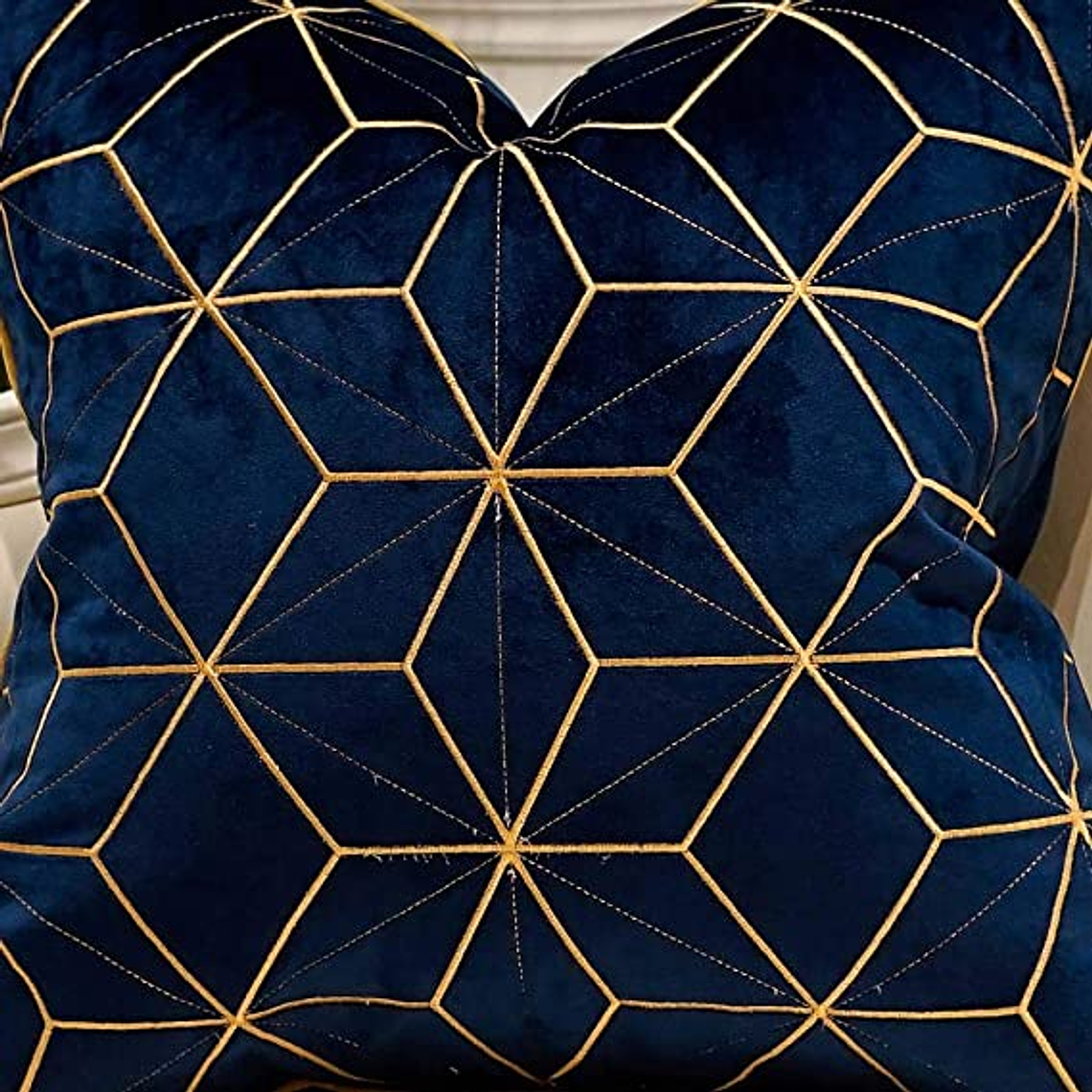 FUNDA DE COJIN  ESTILO GEOMETRICO TEXTURIZADO 45 X 45 AZUL PATCHWORK 3