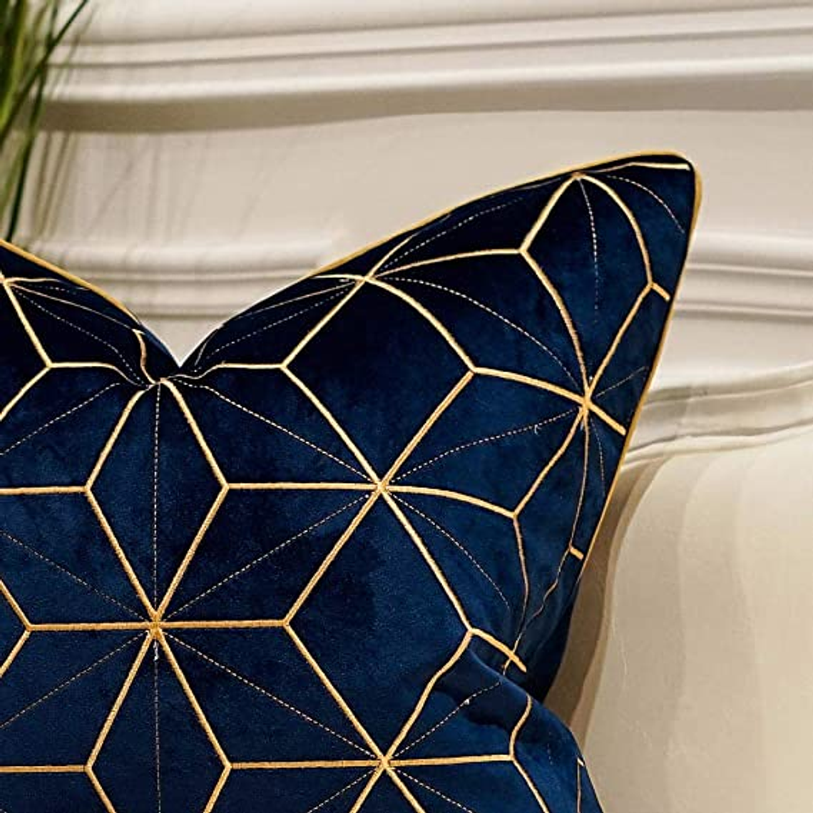 FUNDA DE COJIN  ESTILO GEOMETRICO TEXTURIZADO 45 X 45 AZUL PATCHWORK 4