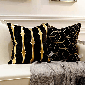 FUNDA DE COJIN  ESTILO GEOMETRICO TEXTURIZADO 45 X 45 NEGRO