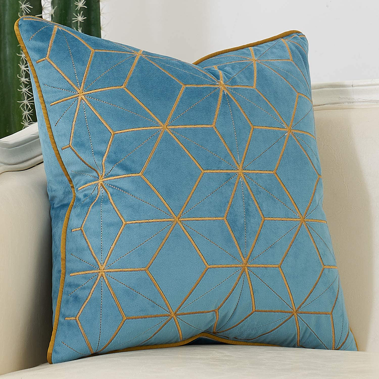 FUNDA DE COJIN  ESTILO GEOMETRICO TEXTURIZADO 45 X 45 AZUL CLARO 2