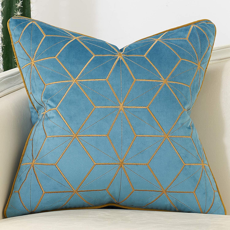 FUNDA DE COJIN  ESTILO GEOMETRICO TEXTURIZADO 45 X 45 AZUL CLARO 1