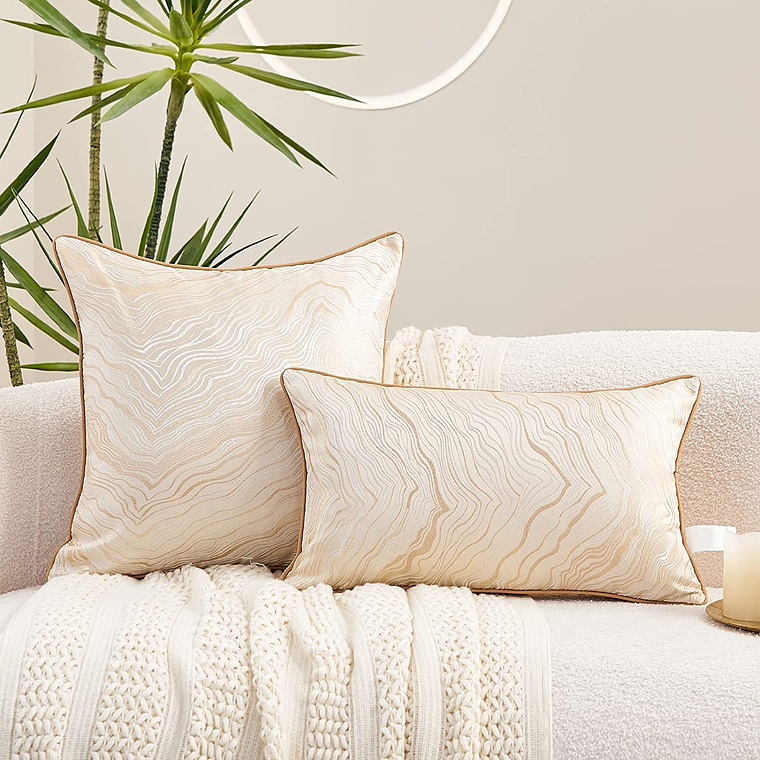 FUNDA DE COJIN BORDADO 50 X 50 JHA BEIGE 2