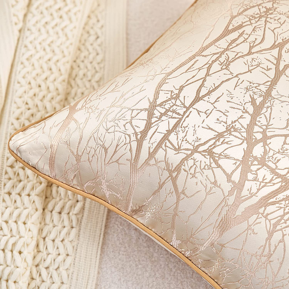 FUNDA DE COJIN DECORATIVA BORDADO 50X50 XS BEIGE 4