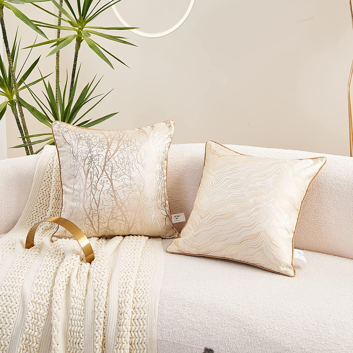 FUNDA DE COJIN DECORATIVA BORDADO 50X50 XS BEIGE 2