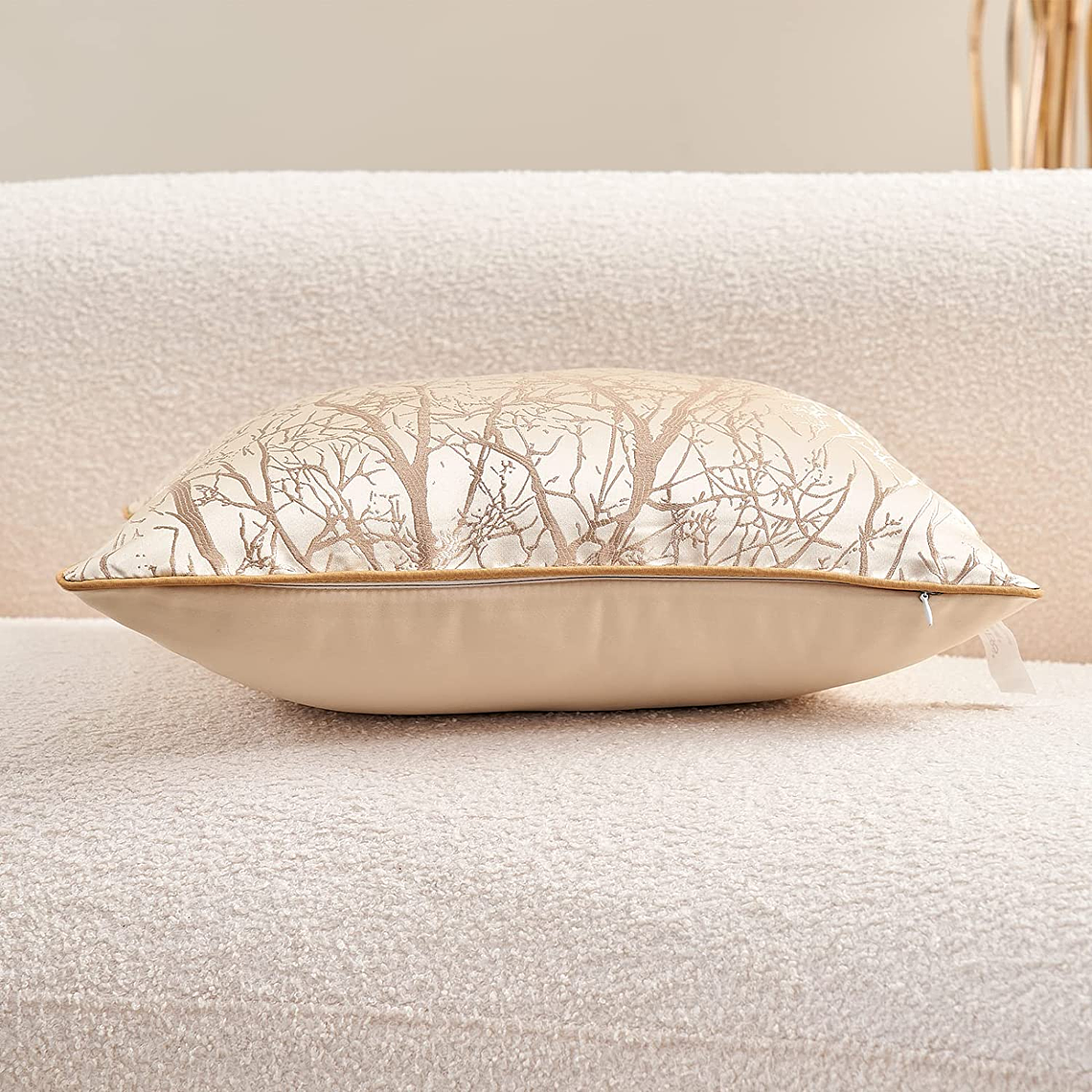 FUNDA DE COJIN DECORATIVA BORDADO 50X50 XS BEIGE 6