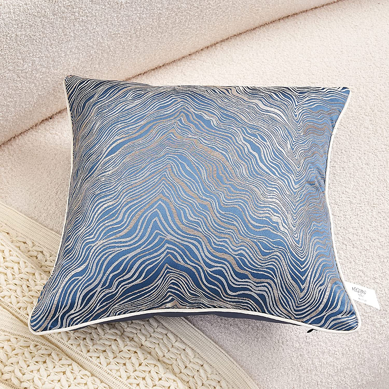 FUNDA DE COJIN DECORATIVA BORDADO 50X50 AZUL MARINO 4