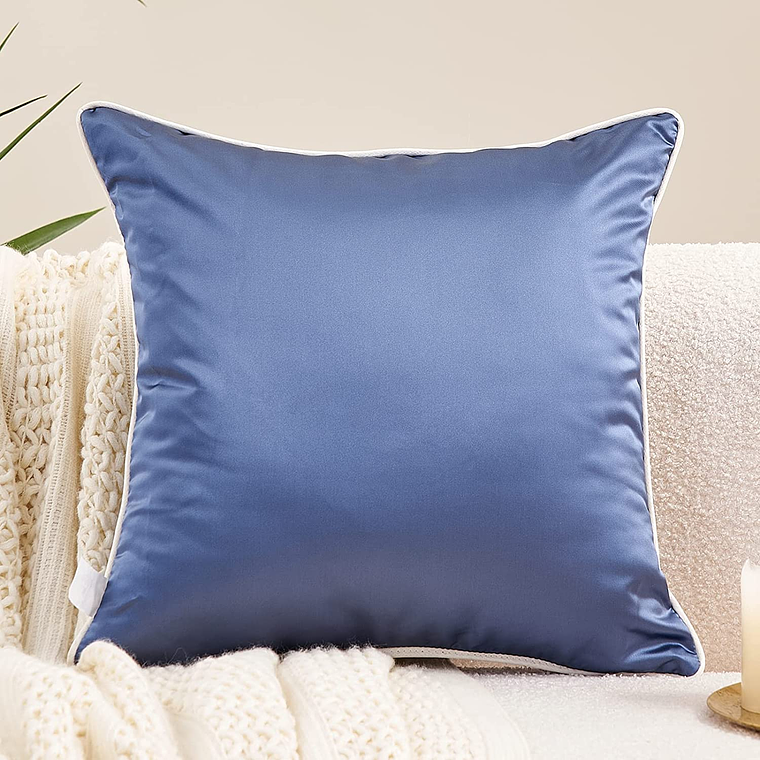 FUNDA DE COJIN DECORATIVA BORDADO 50X50 AZUL MARINO 3