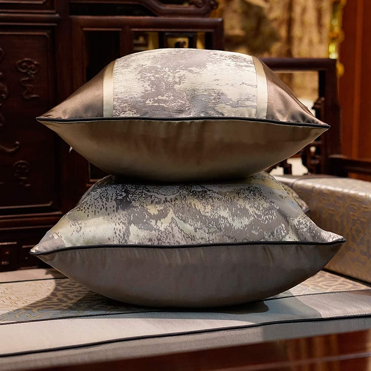 FUNDA DE COJIN DE LUJO ESTAMPADO BOHEMIO 50 X 50 GRIS PIEDRA 6