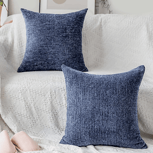 FUNDA DE COJIN CON CHENILLE TEXTURIZADO  45 X 45 AZUL OSCURO