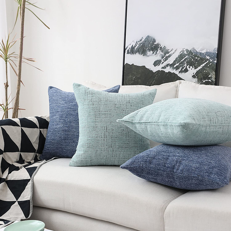 FUNDA DE COJIN CON CHENILLE TEXTURIZADO  45 X 45 AZUL OSCURO 3