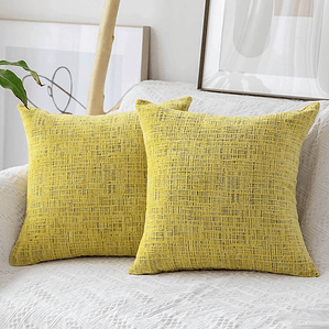 FUNDA DE COJIN CON CHENILLE TEXTURIZADO  45 X 45 AMARILLO