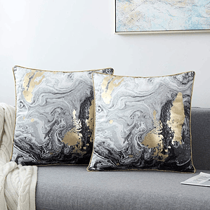 FUNDA DE COJIN 100% TERCIOPELO  45 X 45 NEGRO ORO