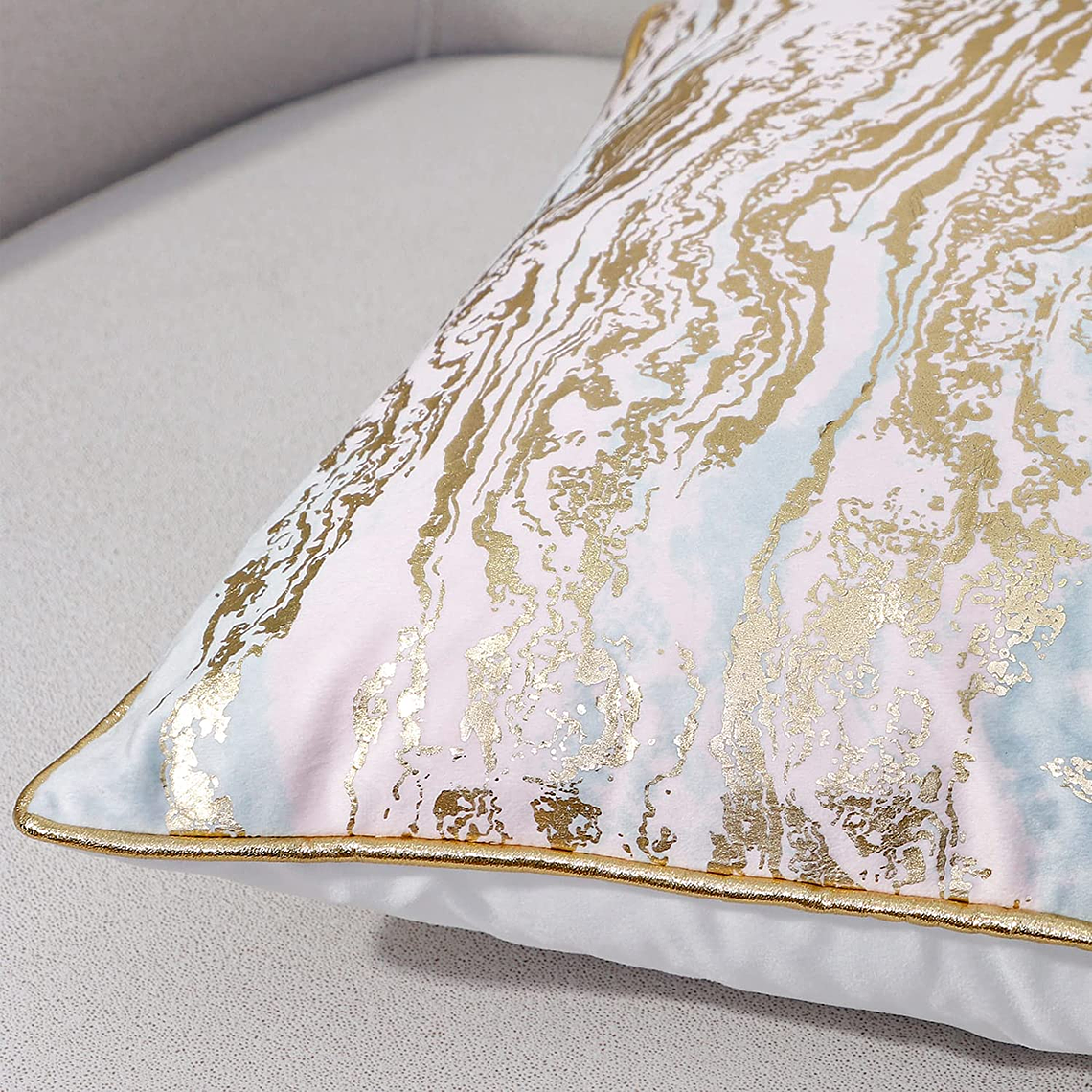 FUNDA DE COJIN 100% TERCIOPELO  45 X 45 ROSADO ORO 4