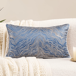 FUNDA DE COJIN DE LUJO DECORATIVO BORDADO 30X50 AZUL MARINO