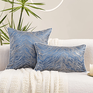 FUNDA DE COJIN DE LUJO DECORATIVO BORDADO 30X50 AZUL MARINO