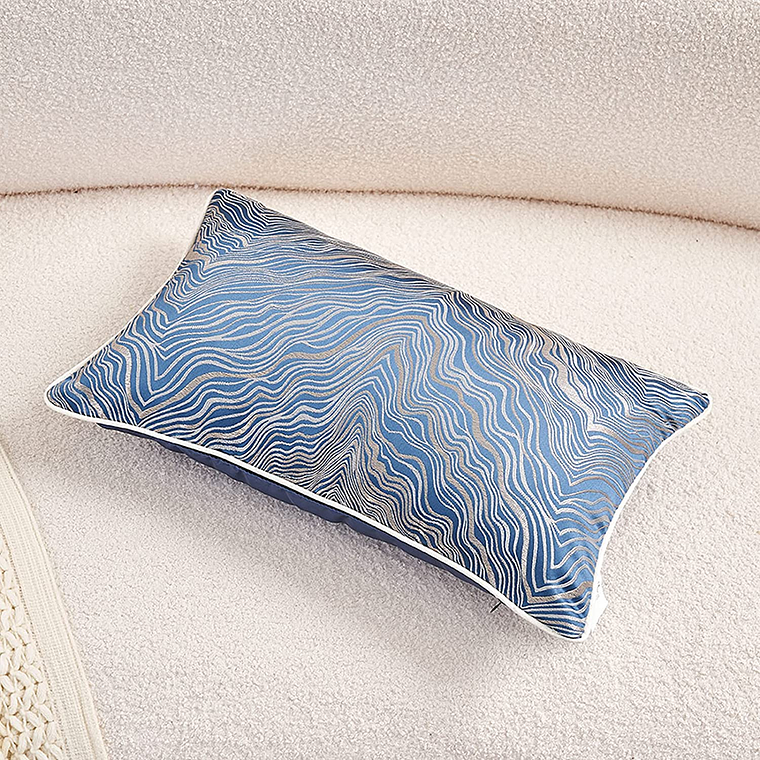 FUNDA DE COJIN DE LUJO DECORATIVO BORDADO 30X50 AZUL MARINO 6