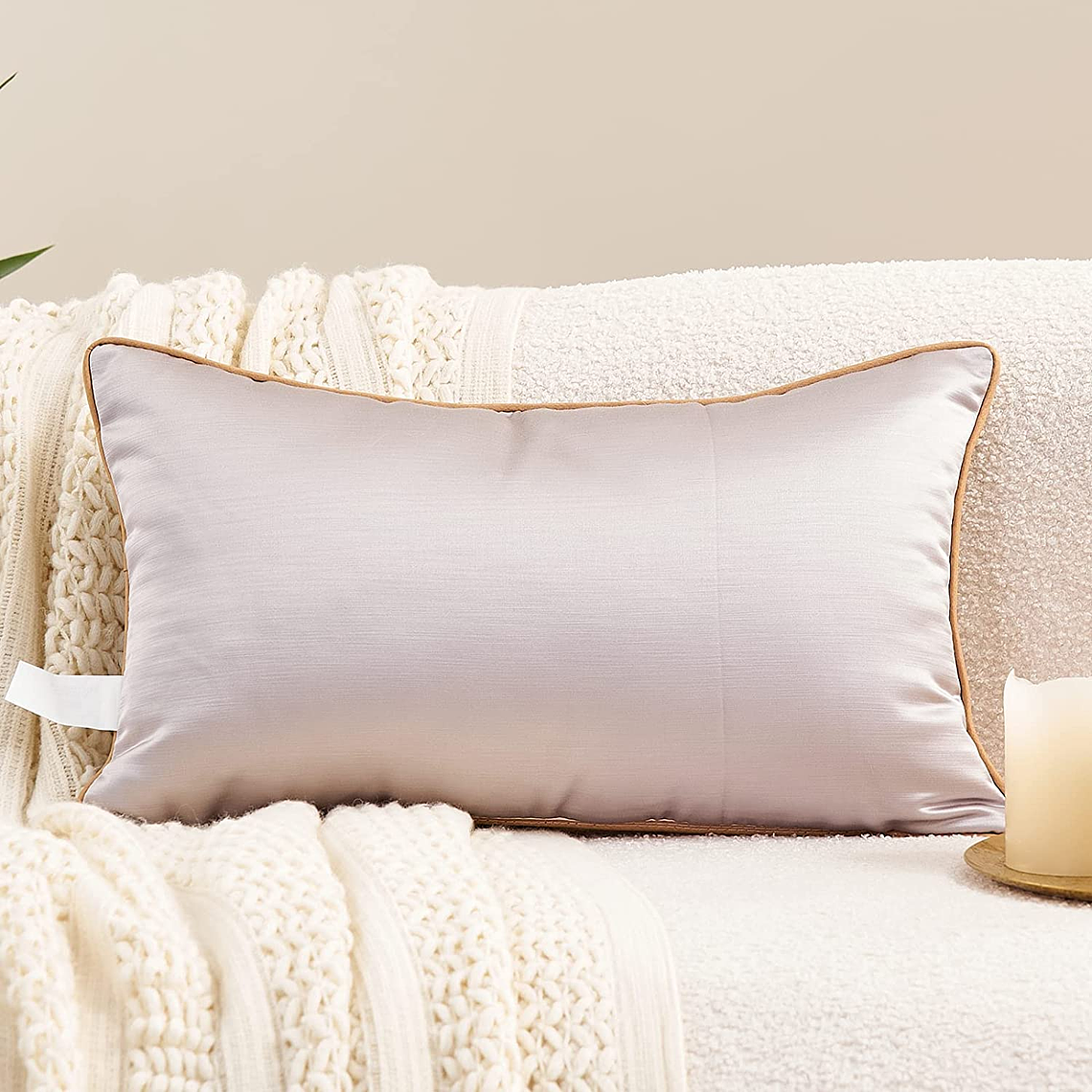 FUNDA DE COJIN DE LUJO DECORATIVO BORDADO 30X50 PLATA 3