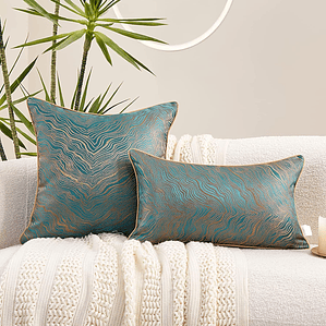 FUNDA DE COJIN DE LUJO DECORATIVO BORDADO 30X50 VERDE AZULADO