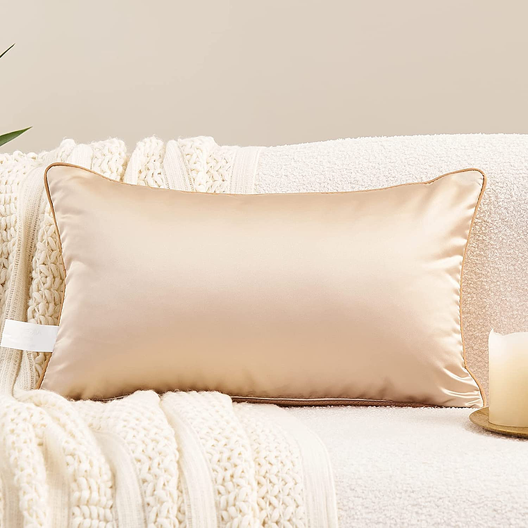 FUNDA DE COJIN DE LUJO DECORATIVO BORDADO 30X50 XS BEIGE 3