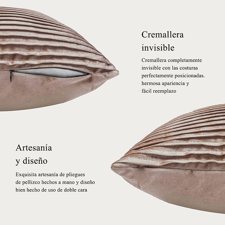 FUNDA DE ALMOHADA DECORATIVA DE TERCIOPELO 45 X 45 CAFE CLARO 5