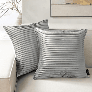 FUNDA DE ALMOHADA DECORATIVA DE TERCIOPELO 45 X 45 PLATEADO