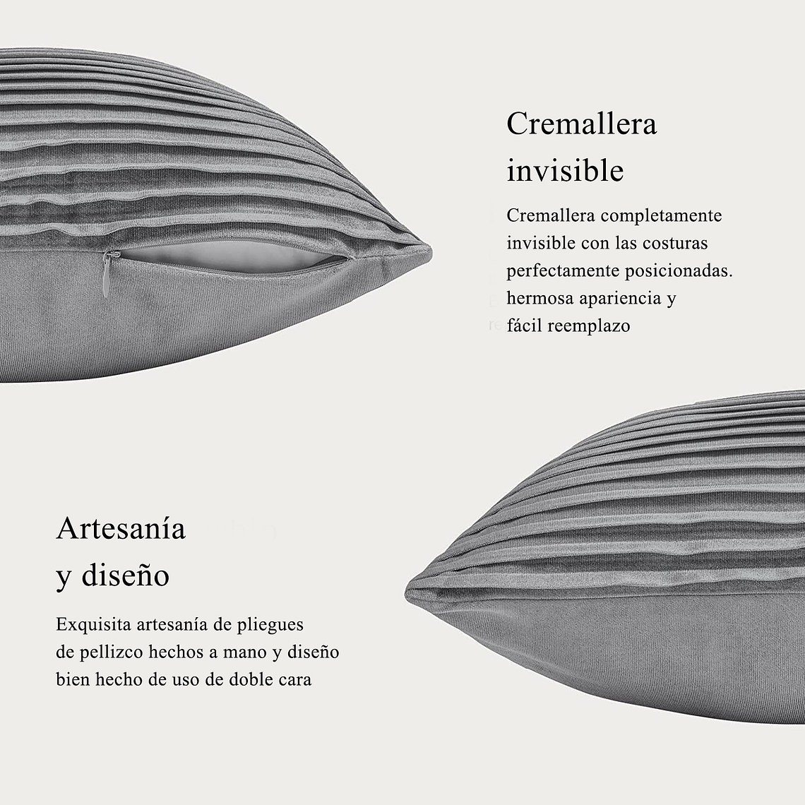 FUNDA DE ALMOHADA DECORATIVA DE TERCIOPELO 45 X 45 PLATEADO 3