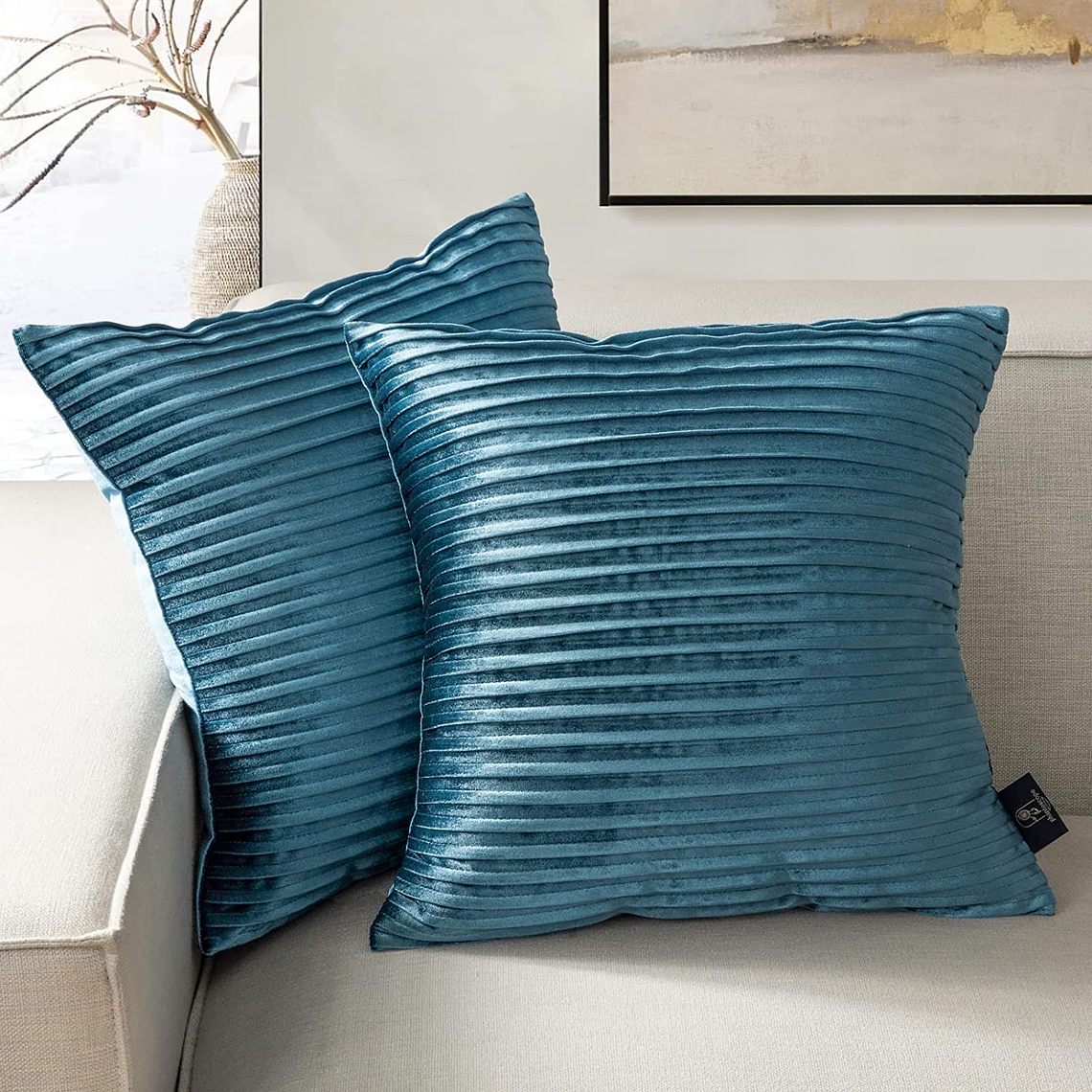 FUNDA DE ALMOHADA DECORATIVA DE TERCIOPELO 45 X 45 TURQUESA 1