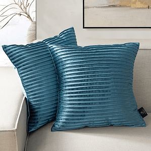 FUNDA DE ALMOHADA DECORATIVA DE TERCIOPELO 45 X 45 TURQUESA