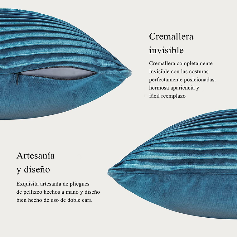 FUNDA DE ALMOHADA DECORATIVA DE TERCIOPELO 45 X 45 TURQUESA 3