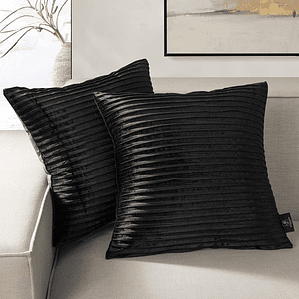 FUNDA DE ALMOHADA DECORATIVA DE TERCIOPELO 45 X 45 NEGRO