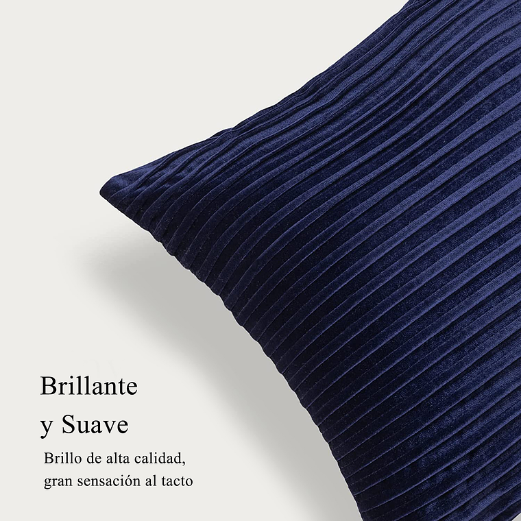FUNDA DE ALMOHADA DECORATIVA DE TERCIOPELO 45 X 45 AZUL MARINO 4