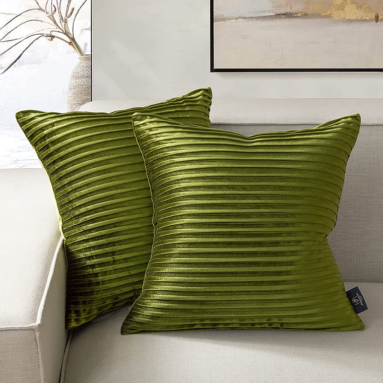 FUNDA DE ALMOHADA DECORATIVA DE TERCIOPELO 45 X 45 VERDE 1