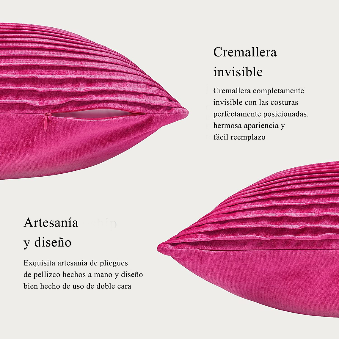 FUNDA DE ALMOHADA DECORATIVA DE TERCIOPELO 45 X 45 ROSA 4