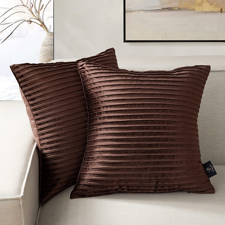 FUNDA DE ALMOHADA DECORATIVA DE TERCIOPELO 45 X 45 CAFE 1