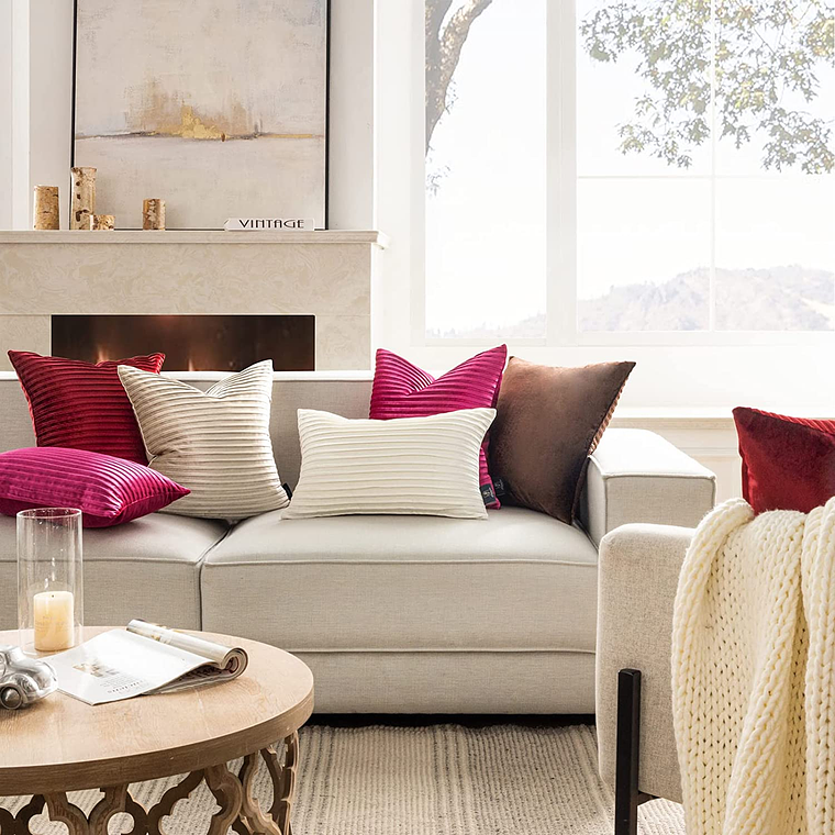 FUNDA DE ALMOHADA DECORATIVA DE TERCIOPELO 45 X 45 ROJO 2