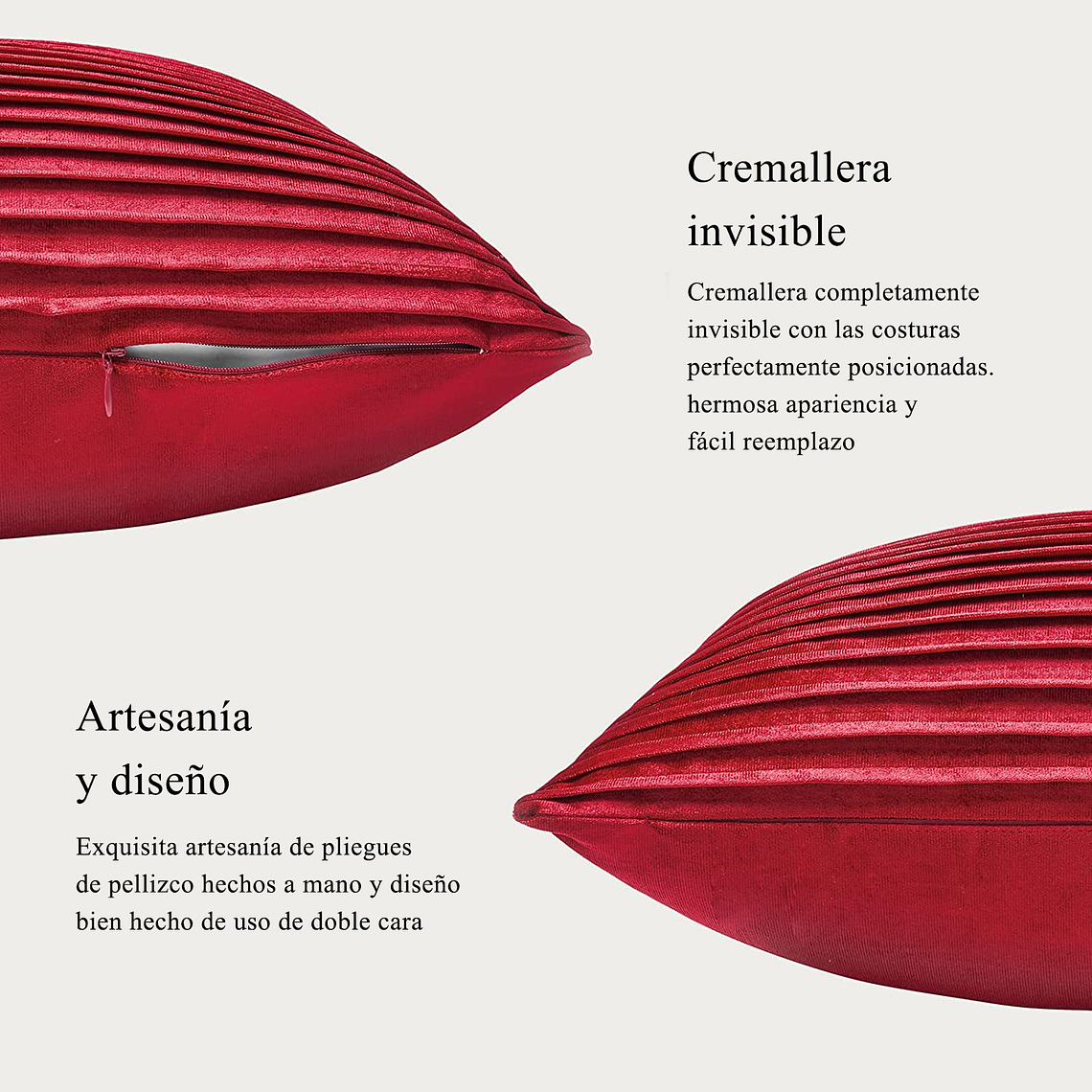 FUNDA DE ALMOHADA DECORATIVA DE TERCIOPELO 45 X 45 ROJO 4